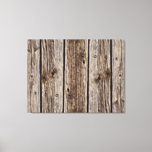 Rustic Wood Photo Realistic Aged Boards Canvas Afdruk (Voorkant)
