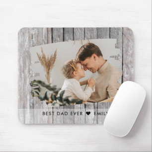 Rustic Wood Photo Template Best Dad Ever Muismat
