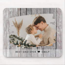 Rustic Wood Photo Template Best Dad Ever Muismat