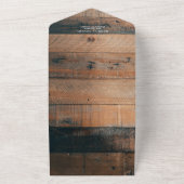 Rustic Wood Photo Wedding All In One Uitnodiging (Buitenkant)