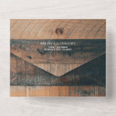 Rustic Wood Photo Wedding All In One Uitnodiging (Achterkant)