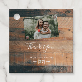 Rustic Wood Photo Wedding Gift Bedankjes Labels