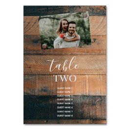 Rustic Wood Photo Wedding Guest Names Kaart