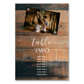 Rustic Wood Photo Wedding Guest Names Kaart (Achterkant)
