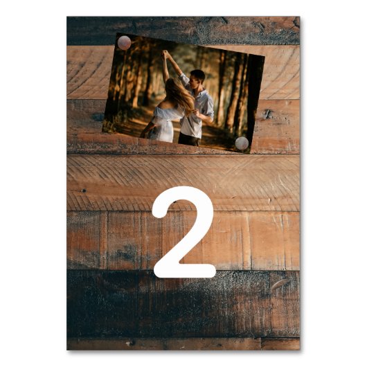 Rustic Wood Photo Wedding Kaart (Achterkant)