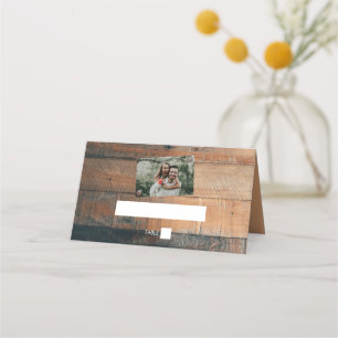 Rustic Wood Photo Wedding Place Card Plaatskaartje
