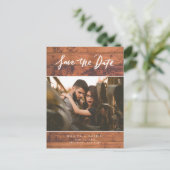 Rustic Wood Photo Wedding Save the Date Aankondigingskaart (Staand voorkant)