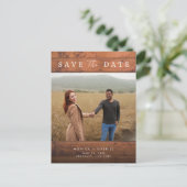 Rustic Wood Photo Wedding Save the Date Aankondigingskaart (Staand voorkant)