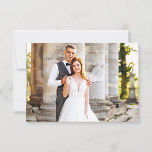 Rustic Wood Photo Wedding Save the Date Kaart (Achterkant)