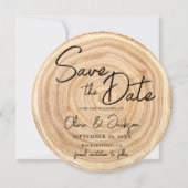 Rustic Wood Photo Wedding Save the Date Kaart (Voorkant)