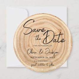Rustic Wood Photo Wedding Save the Date Kaart