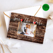 Rustic Wood Photo Wedding Save the Date Kaart