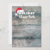 Rustic Wood Pine Cones Holiday Party Uitnodiging (Voorkant)