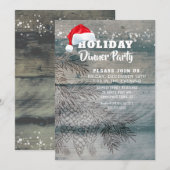 Rustic Wood Pine Cones Holiday Party Uitnodiging (Voorkant / Achterkant)