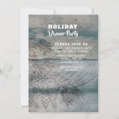 Rustic Wood Pine Cones Holiday Party Uitnodiging (Voorkant)