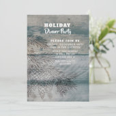 Rustic Wood Pine Cones Holiday Party Uitnodiging (Staand voorkant)