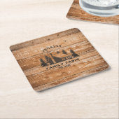 Rustic Wood Pine Forest Cabin Lodge Personalized Kartonnen Onderzetters (Schuin)