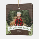 Rustic Wood Pine Kerstbomen Foto Keramisch Ornament (Links)