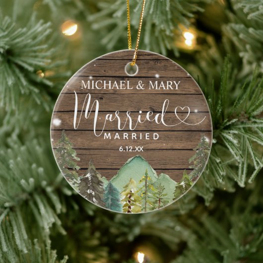 Rustic Wood Pine Trees Wedding Ornament Gift (Boom)