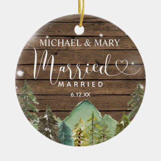 Rustic Wood Pine Trees Wedding Ornament Gift (Voorkant)