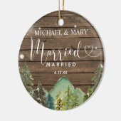 Rustic Wood Pine Trees Wedding Ornament Gift (Links)
