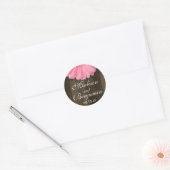 Rustic Wood Pink Daisy Wedding Favor Stickers (Envelop)