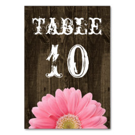 Rustic Wood Pink Daisy Wedding Table Number Card Kaart