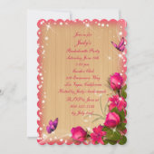 Rustic Wood Pink Floral Bachelorette Party Kaart (Voorkant)