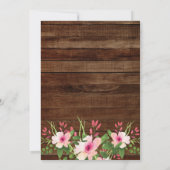 Rustic Wood Pink Floral Gold Glitter 50th Birthday Kaart (Achterkant)