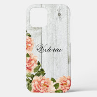 Rustic Wood Pink Floral - Speciaal script