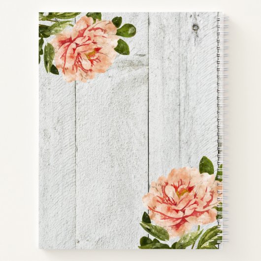 Rustic Wood Pink Floral - Speciaal script Notitieboek (Achterkant)