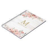 Rustic Wood Pink Floral Watercolor Monogram Notitieboek (Linkerzijde)