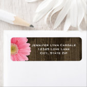 Rustic Wood Pink Gerber Daisy Adresetiketten Etiket (Insitu)