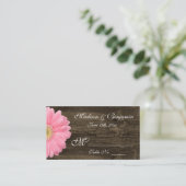 Rustic Wood Pink Gerber Daisy Wedding Place Kaarte Plaatskaartje (Staand voorkant)