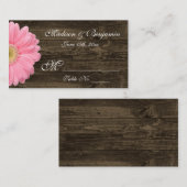 Rustic Wood Pink Gerber Daisy Wedding Place Kaarte Plaatskaartje (Voorkant / Achterkant)