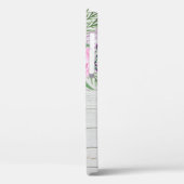 Rustic Wood Pink Peony Waterverf Monogram Case-Mate iPhone Case (Achterkant / Links)