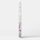 Rustic Wood Pink Peony Waterverf Monogram Case-Mate iPhone Case (Achterkant / Rechts)