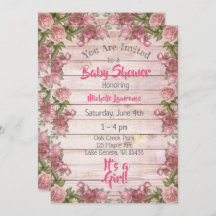 Rustic Wood Pink Roses Baby shower