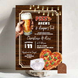 Rustic Wood Pizza Brew en Luiers ook Baby Shower Kaart