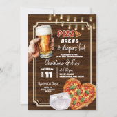 Rustic Wood Pizza Brouwen en Luiers te Baby shower Kaart (Voorkant)