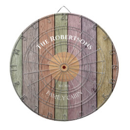 Rustic Wood Plank Pastel Family Name Cabin  Dartbord