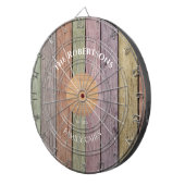 Rustic Wood Plank Pastel Family Name Cabin  Dartbord (Voorkant Rechts)