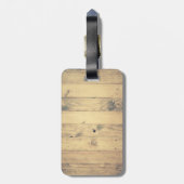 Rustic Wood Planks Black Laurels & Initiaal Letter Bagagelabel (Achterkant verticaal)