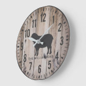 Rustic Wood Planks Custom Family Name Sheep Grote Klok (Hoek)