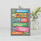 Rustic Wood Planks Mexican Fiesta Party Invitation Kaart (Staand voorkant)