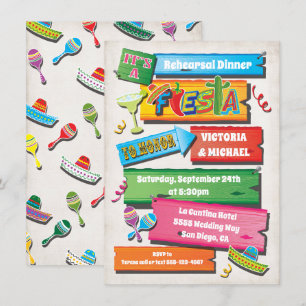 Rustic Wood Planks Mexican Fiesta Party Invitation Kaart