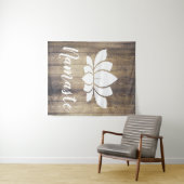 Rustic Wood Planks Namaste White Lotus Yoga Wandkleed (In Situ (horizontaal))