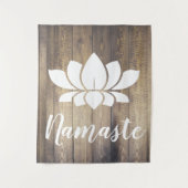 Rustic Wood Planks Namaste White Lotus Yoga Wandkleed (Voorkant)