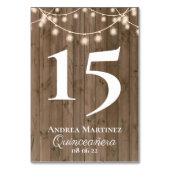 Rustic Wood Planks String of Lights Quinceañera Kaart (Achterkant)