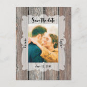 Rustic Wood Planks Wedding Photo Save Date Briefkaart (Voorkant)